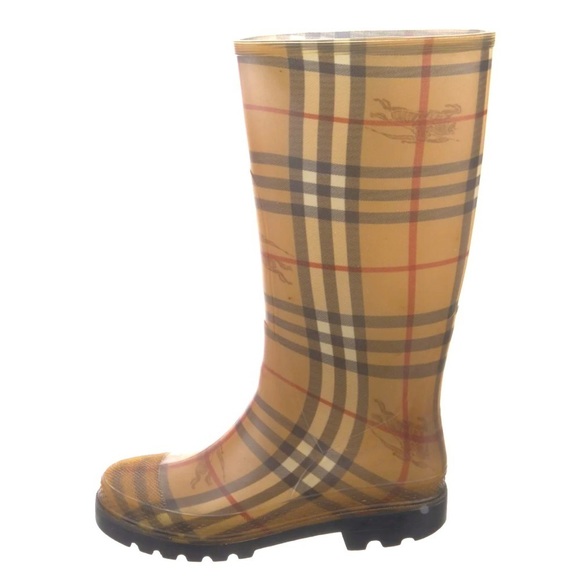 Burberry nova check Welles Rubber Plaid Print Rain Boots - Picture 1 of 10